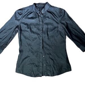 Club Monaco navy blouse collarless 3/4 sleeves